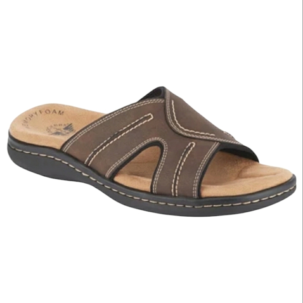 Dockers Sunland Memory Foam Dark Brown Rugged Casual Shoes Slide Sandals 12W NWT